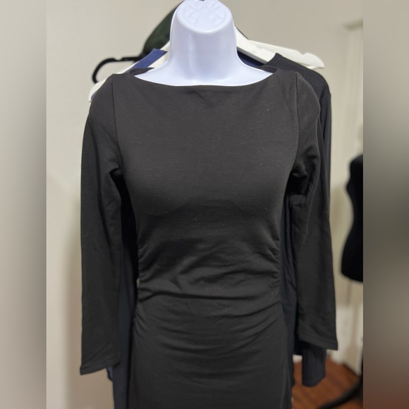 OGL Eco-Mousse® Thermal Boatneck Ruched Sides Brami Midi Dress - Picture 4 of 8